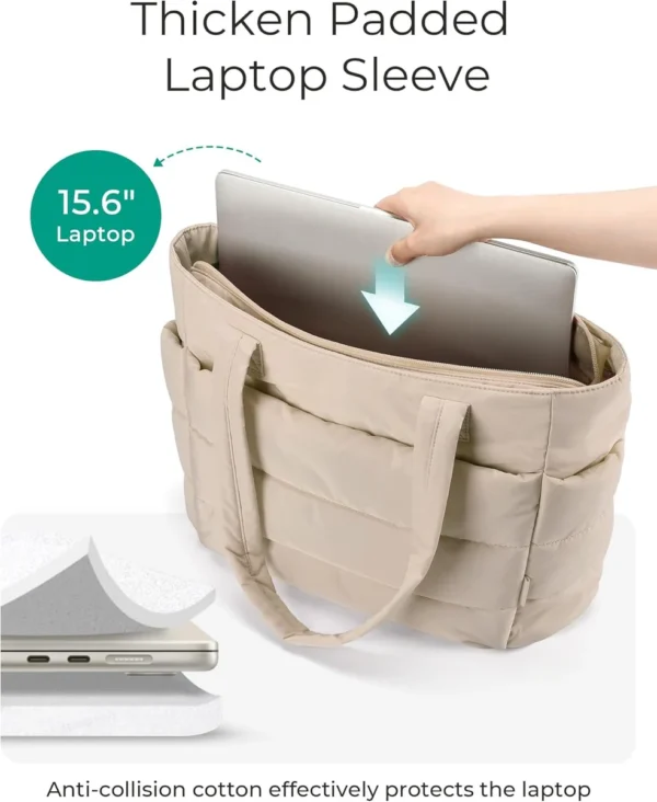 bolso tote bagsmart para mujeres, bolso de hombro ligero y acolchado con compartimentos, bolso de mano para viajes, trabajo, gimnasio | ligero