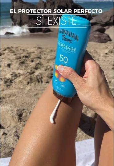 hawaiian tropic island sport loción de protección solar, ligera, amplio espectro spf 50, 8 onzas líquidas