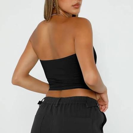 trendy queen top corto bandeau sin tirantes para mujer | top corto bandeau elástico suave para usar en capas de verano y uso casual
