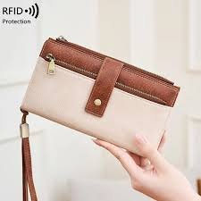 yiijay cartera para mujer con bloqueo rfid, de cuero vegano, triple pliegue, tarjetero para tarjetas de crédito, cartera de viaje con soporte para bolígrafo, cartera rfid