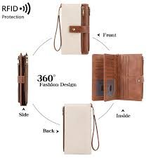 yiijay cartera para mujer con bloqueo rfid, de cuero vegano, triple pliegue, tarjetero para tarjetas de crédito, cartera de viaje con soporte para bolígrafo, cartera rfid