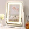 espejo de tocador con luces, espejo de maquillaje led de 13.1 x 16.7 pulgadas, espejo de maquillaje iluminado con luces, control táctil inteligente regulable con 3 modos de luz