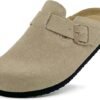 zuecos de gamuza para niños y niñas, con plantilla de corcho, pantuflas para interiores y exteriores, bonitas sandalias clásicas con hebilla ajustable zuecos de gamuza para niños y niñas, con plantilla de corcho, pantuflas para interiores y exteriores, bonitas sandalias clásicas con hebilla ajustable